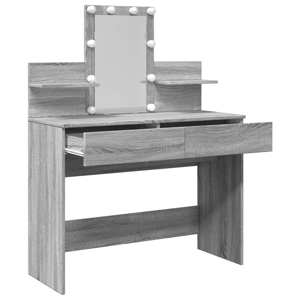 Sminkebord Sonoma Grå LED 100x40x130 cm