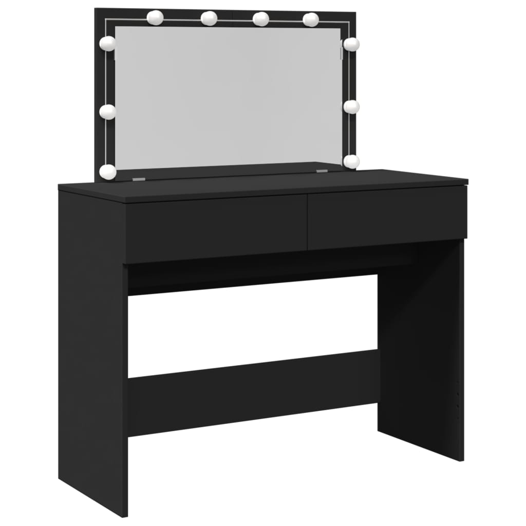 Sminkebord Svart LED 100x40x120 cm