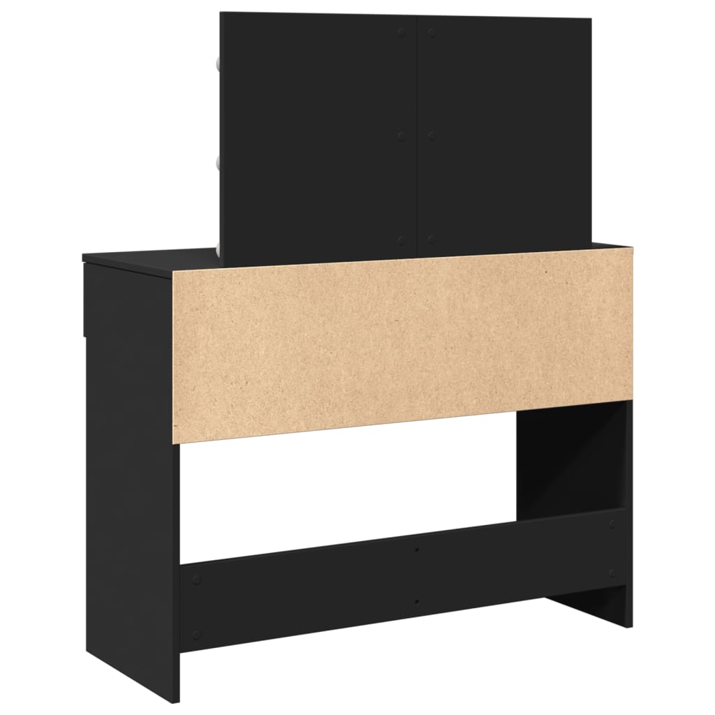 Sminkebord Svart LED 100x40x120 cm