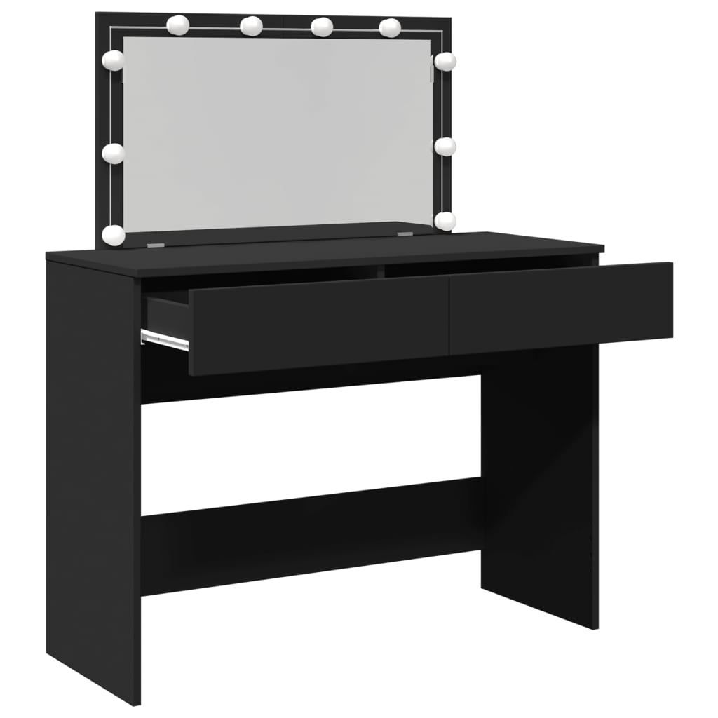 Sminkebord Svart LED 100x40x120 cm