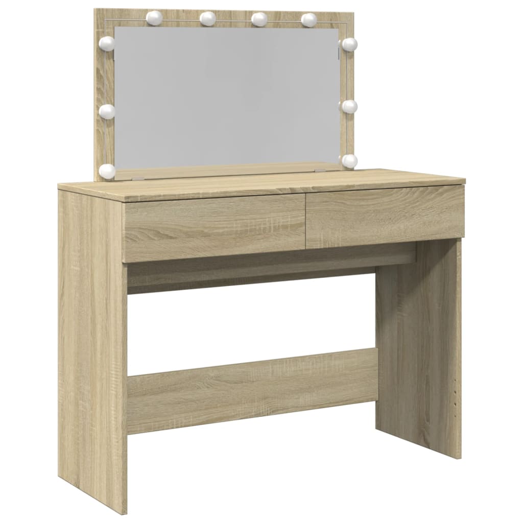 Sminkebord Sonoma Eik LED 100x40x120 cm
