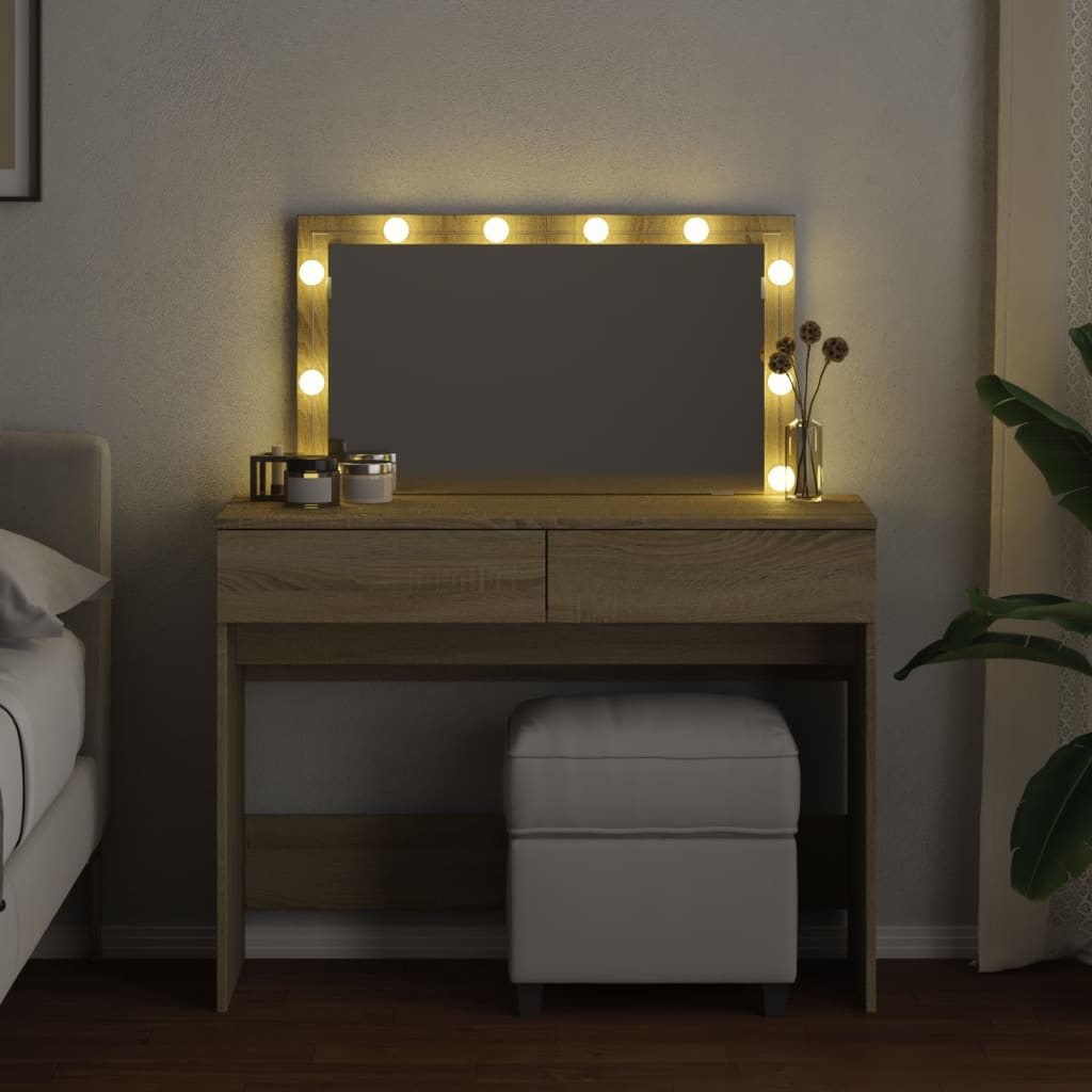 Sminkebord Sonoma Eik LED 100x40x120 cm