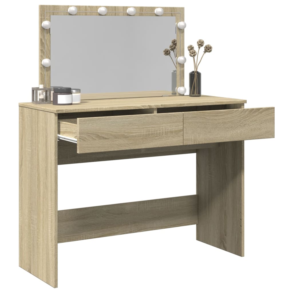 Sminkebord Sonoma Eik LED 100x40x120 cm