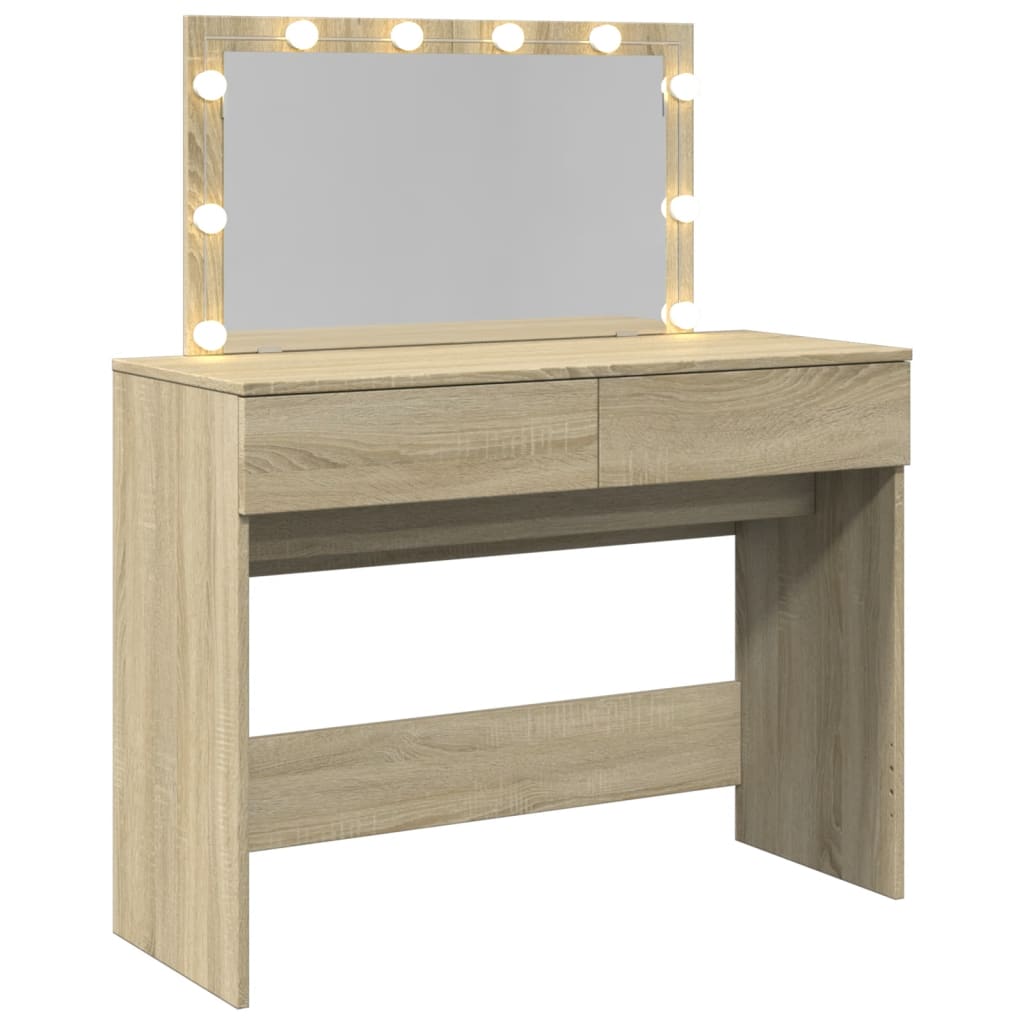 Sminkebord Sonoma Eik LED 100x40x120 cm