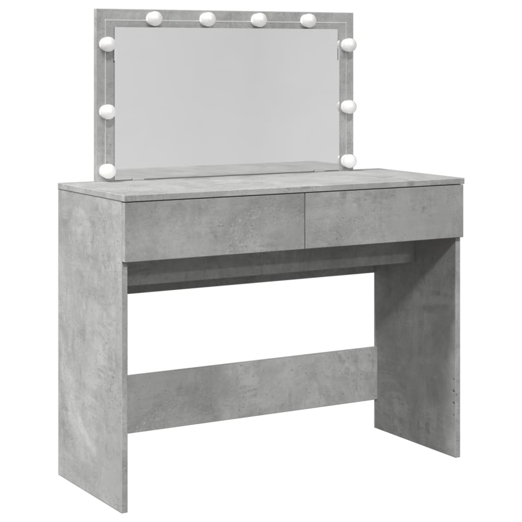 Sminkebord Betonggrå LED 100x40x120 cm