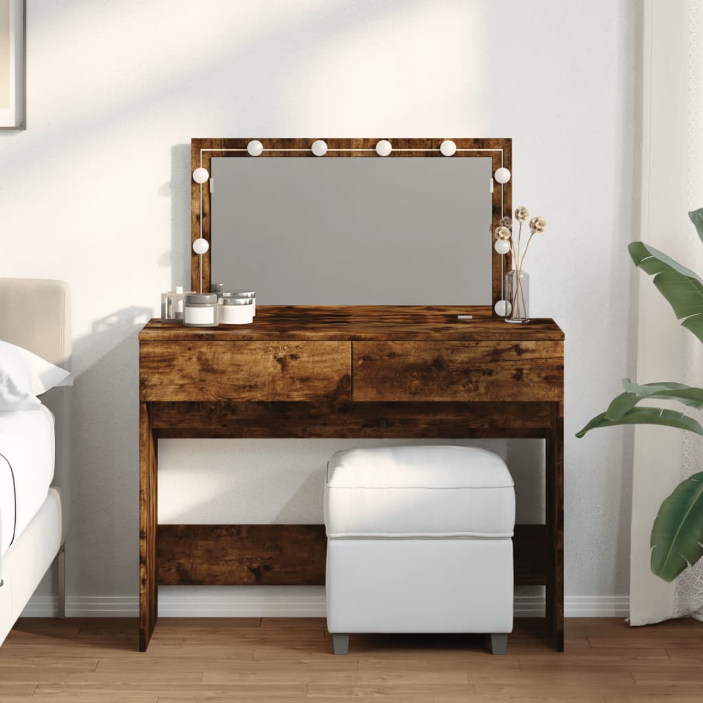 Sminkebord Røkt Eik LED 100x40x120 cm