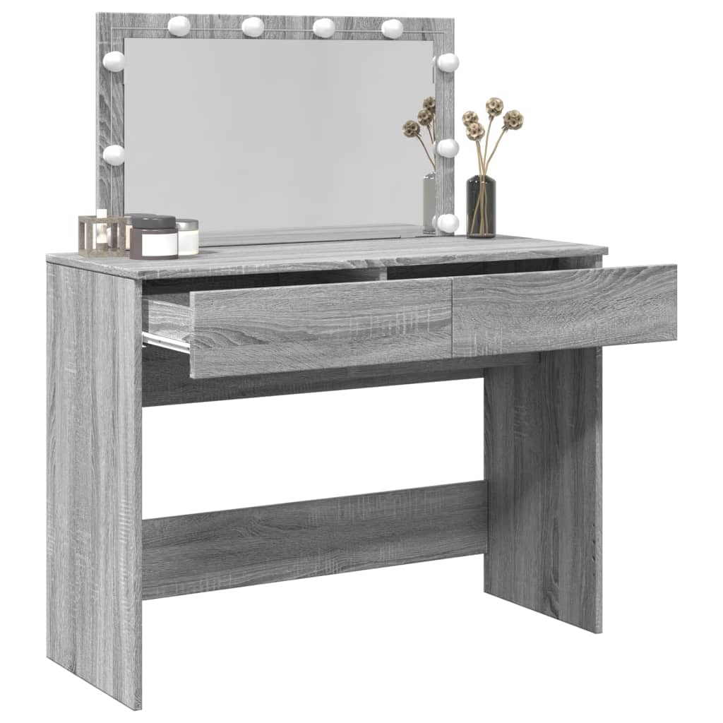 Sminkebord Sonoma Grå LED 100x40x120 cm