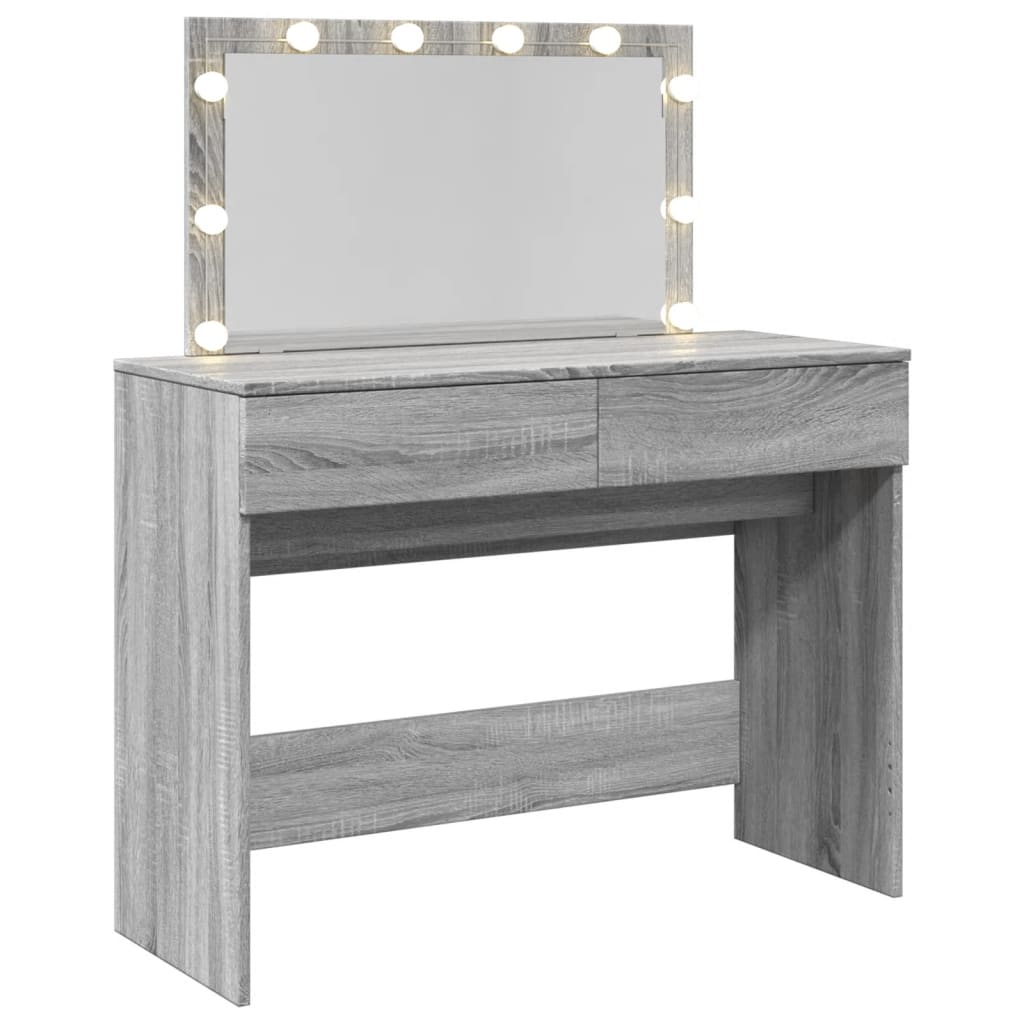 Sminkebord Sonoma Grå LED 100x40x120 cm
