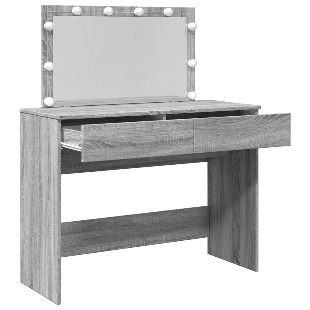 Sminkebord Sonoma Grå LED 100x40x120 cm