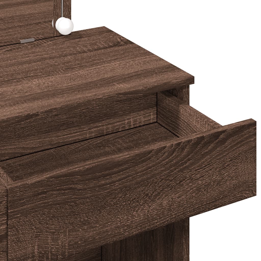 Sminkebord Brun Eik LED 100x40x120 cm