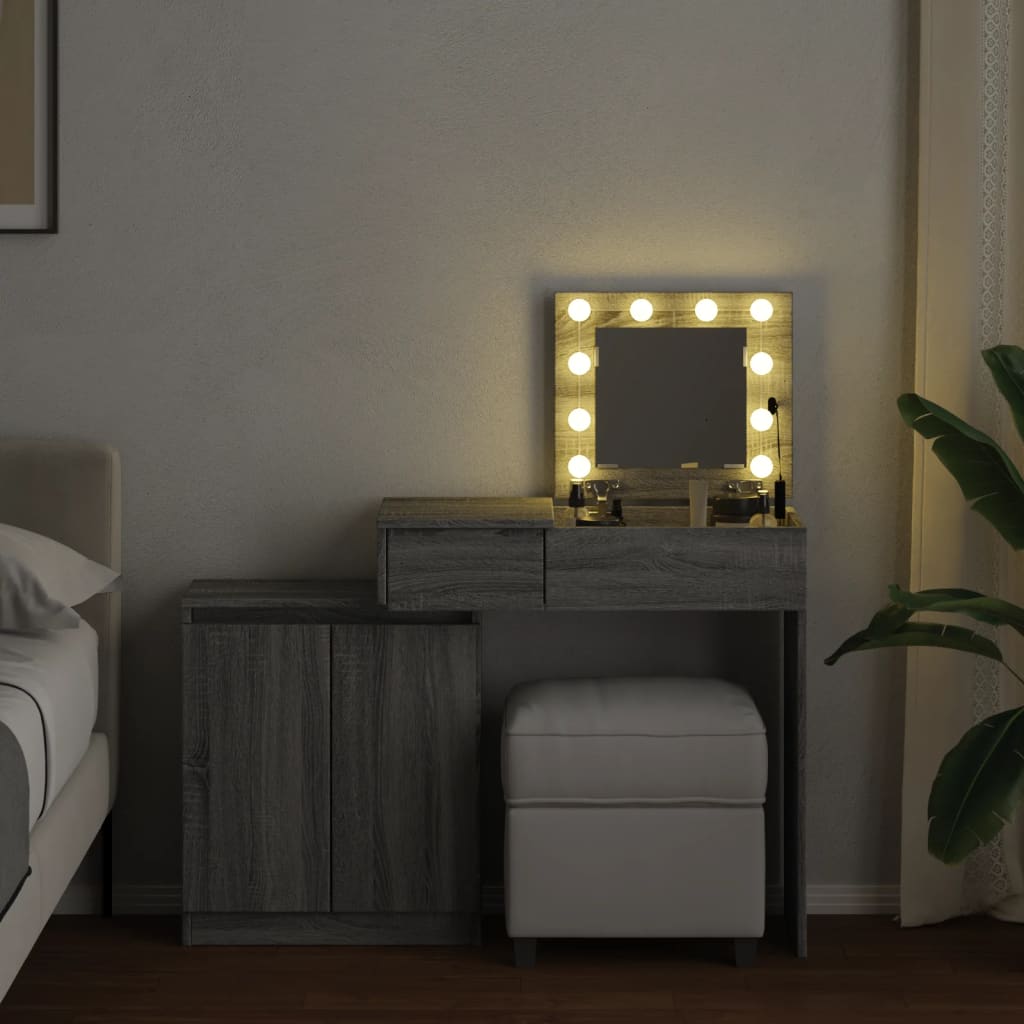 Baderomsspeil med LED Sonoma Grå 115x37x110,5 cm