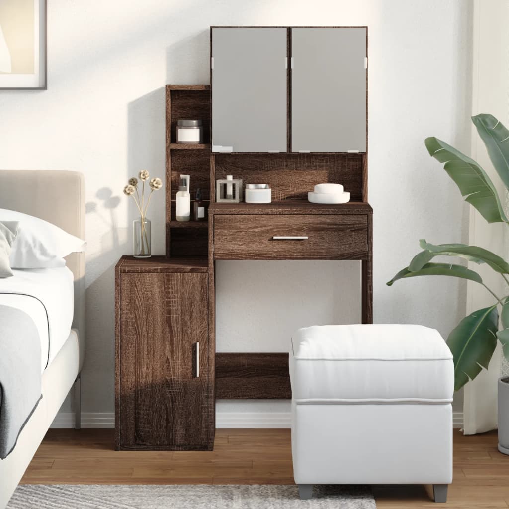Sminkebord Brun Eik skap 80x35x132 cm