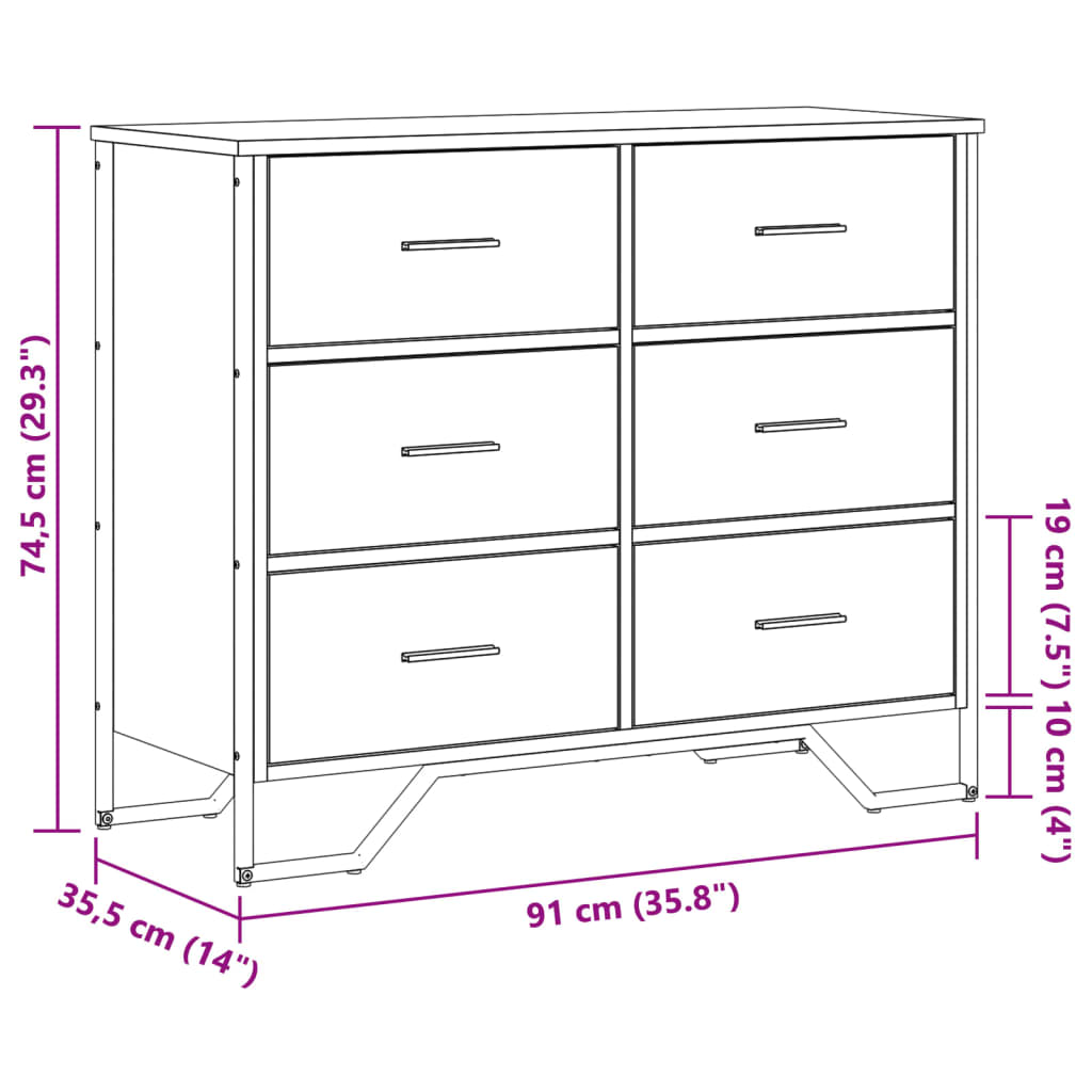 Kommode Svart 91x35,5x74,5 cm