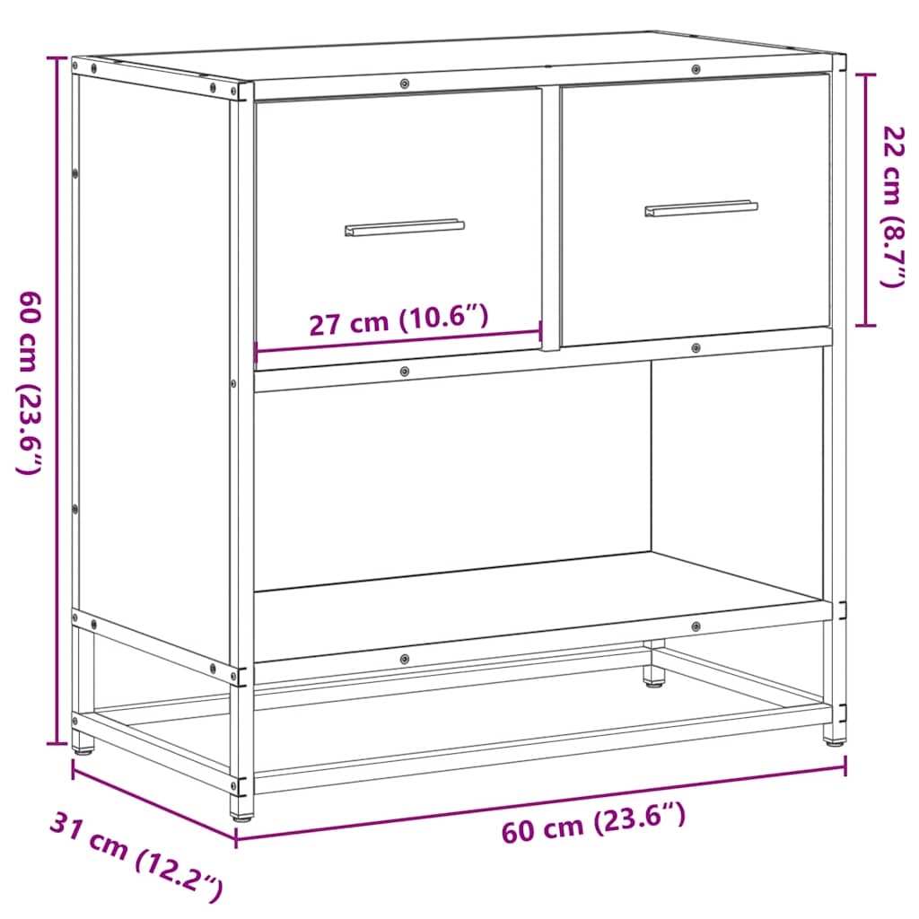 Nattbord Sengbord Svart 60x31x60 cm og metall