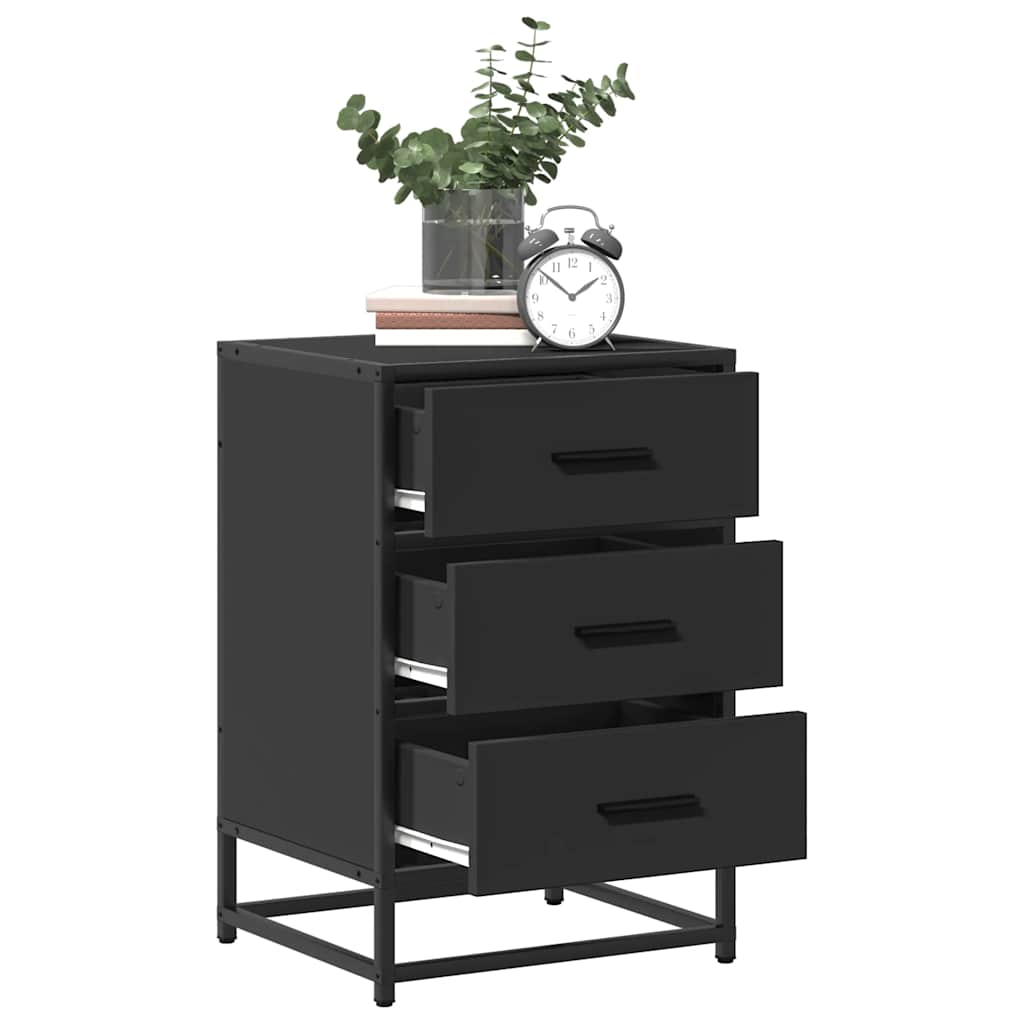Nattbord Sengbord Svart 40x34,5x60 cm og metall