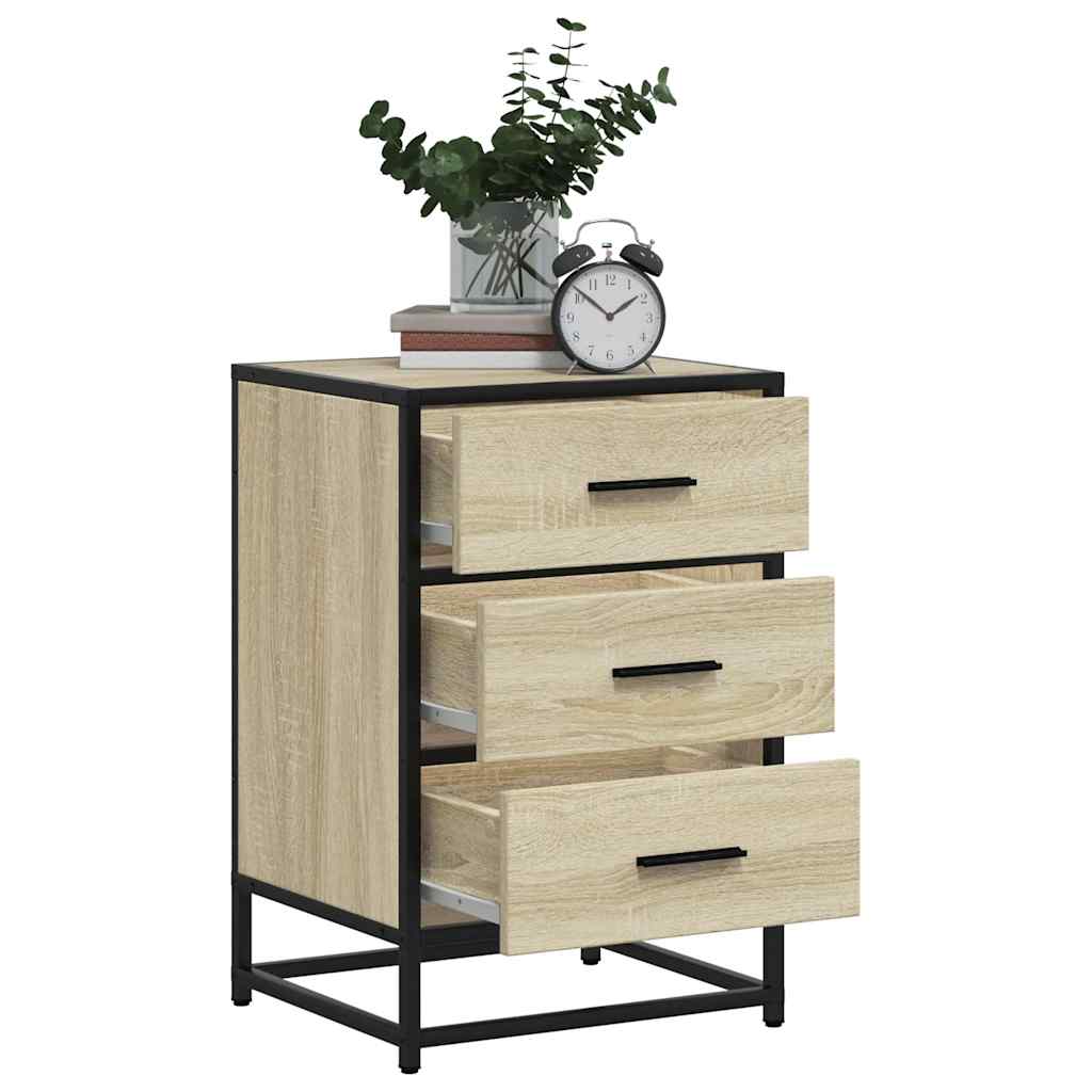 Nattbord Sengbord Sonoma Eik 40x34,5x60 cm og metall