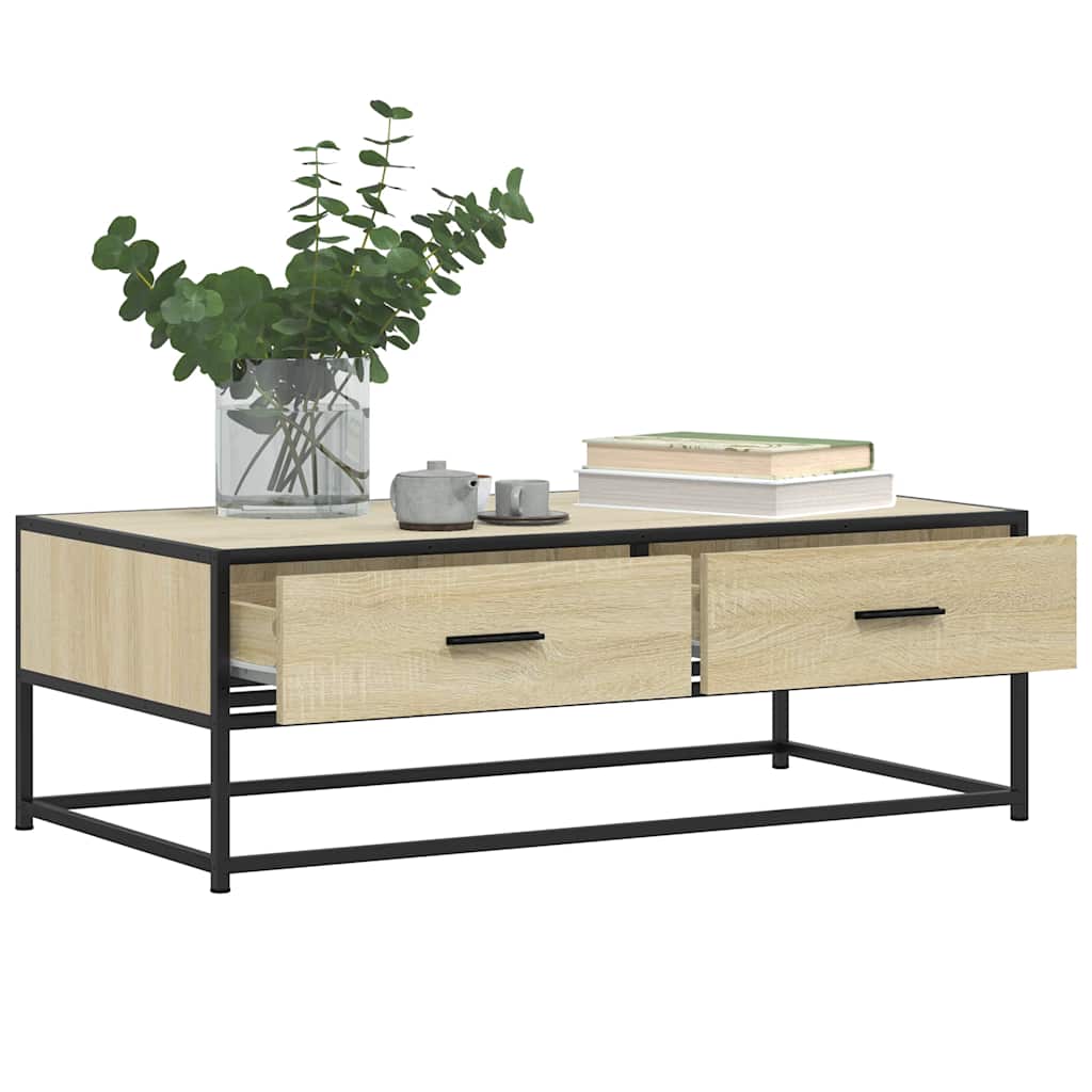 Salongbord Sofabord Sonoma Eik 100x50x35 cm og metall