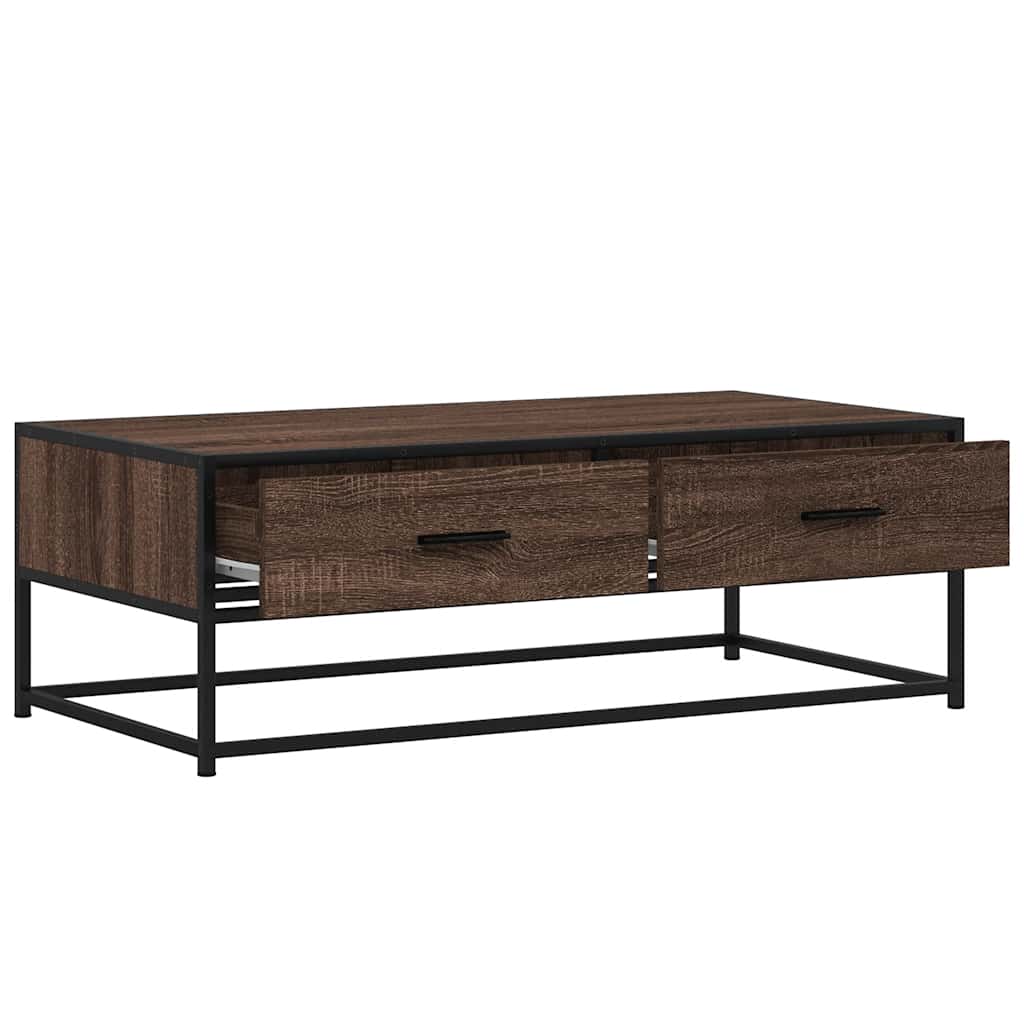 Salongbord Sofabord Brun Eik 100x50x35 cm og metall