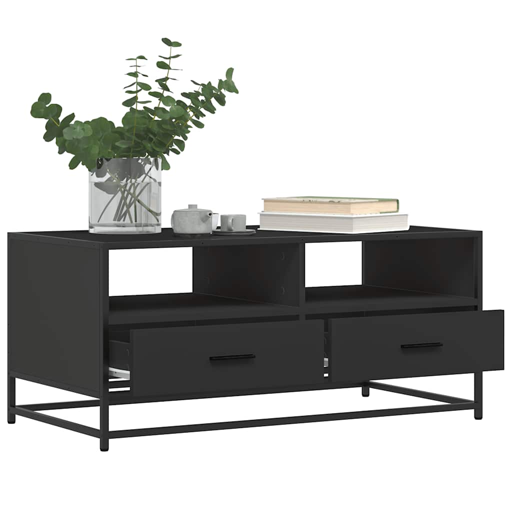 Salongbord Sofabord Svart 100x50x45 cm og metall