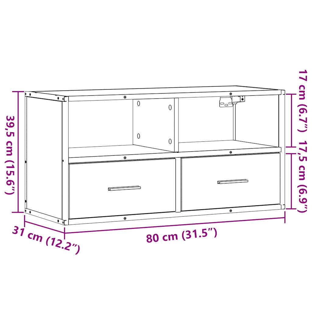 TV-Møbel Sonoma Grå Tv-benk 80x31x39,5 cm og metall