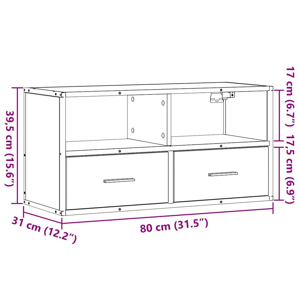 TV-Møbel Brun Eik Tv-benk 80x31x39,5 cm og metall