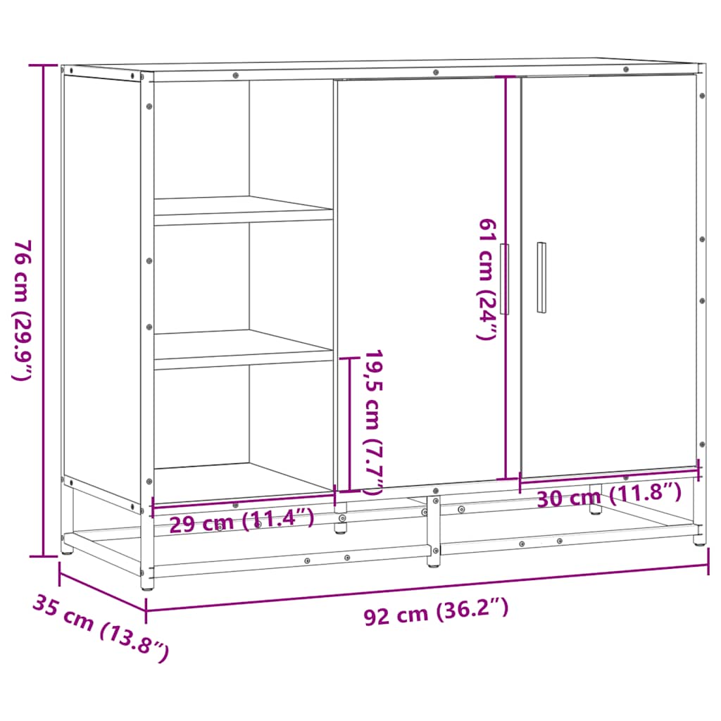 Skjenk Svart 92x35x76 cm
