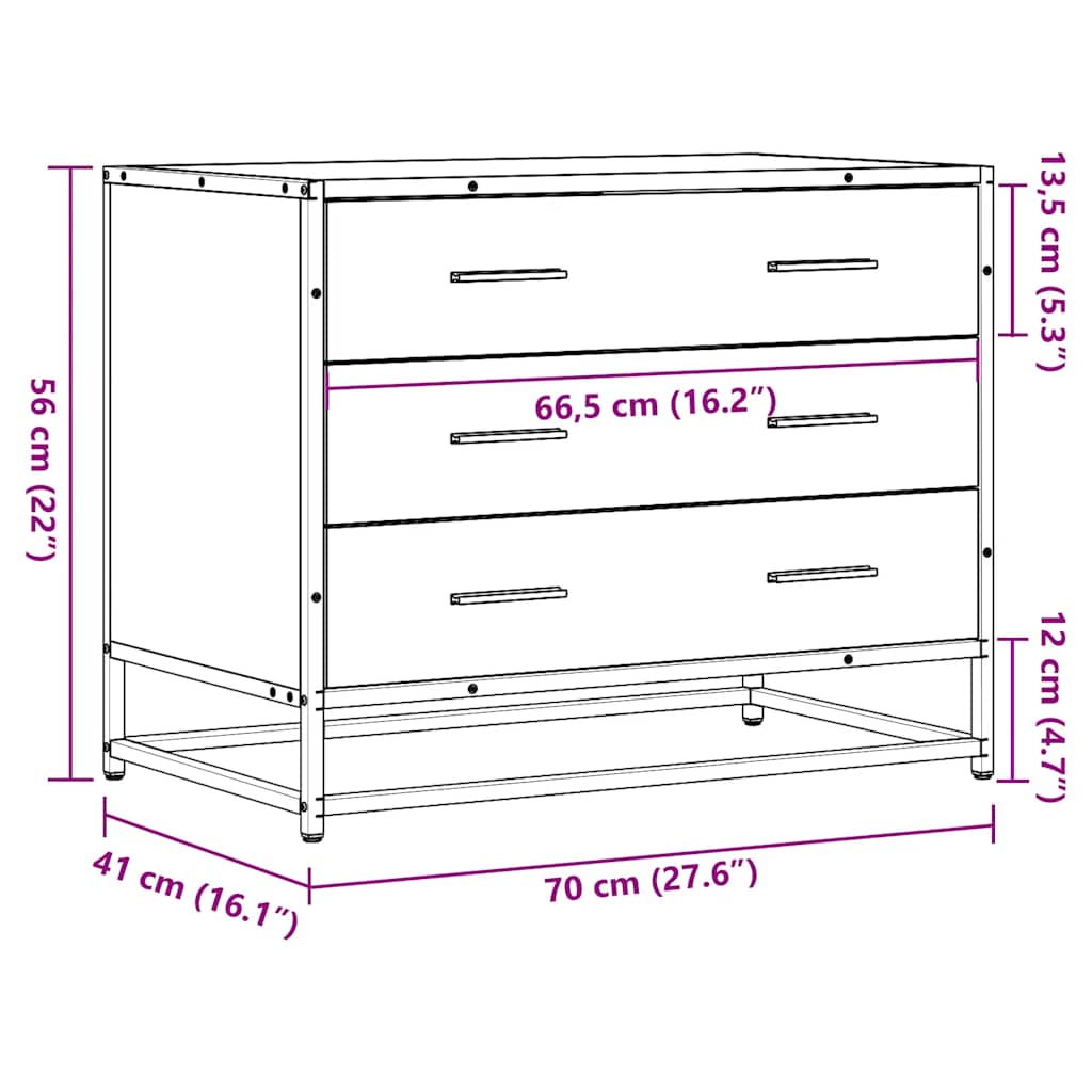Kommode Brun Eik 70x41x56 cm