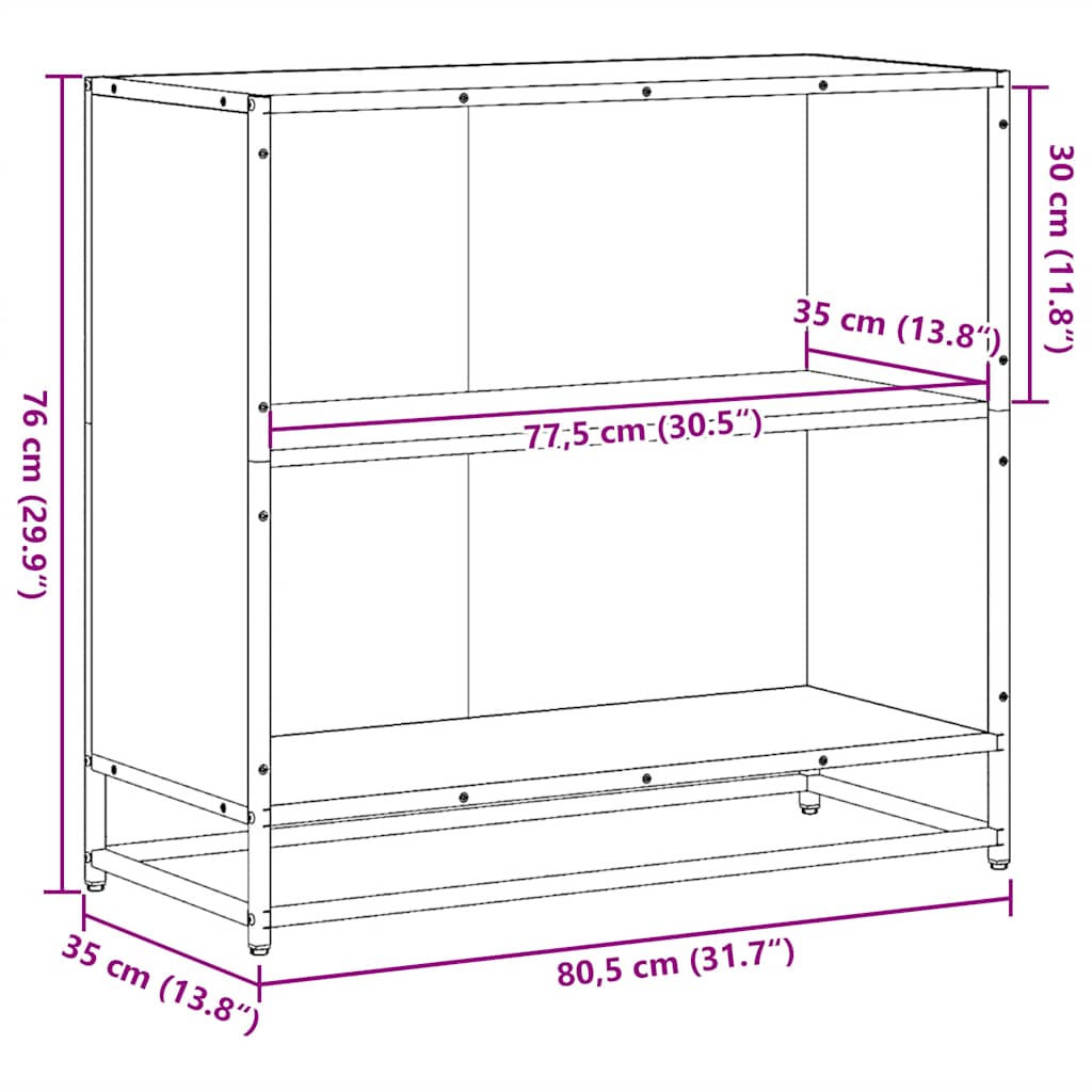 Bokhylle Svart 80,5x35x76 cm