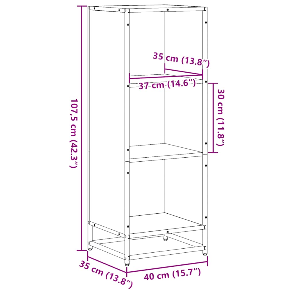 Bokhylle Svart 40x35x107,5 cm