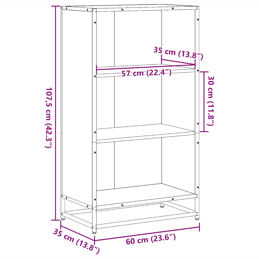 Bokhylle Brun Eik 60x35x107,5 cm