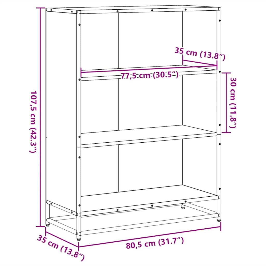 Bokhylle Sonoma Eik 80,5x35x107,5 cm