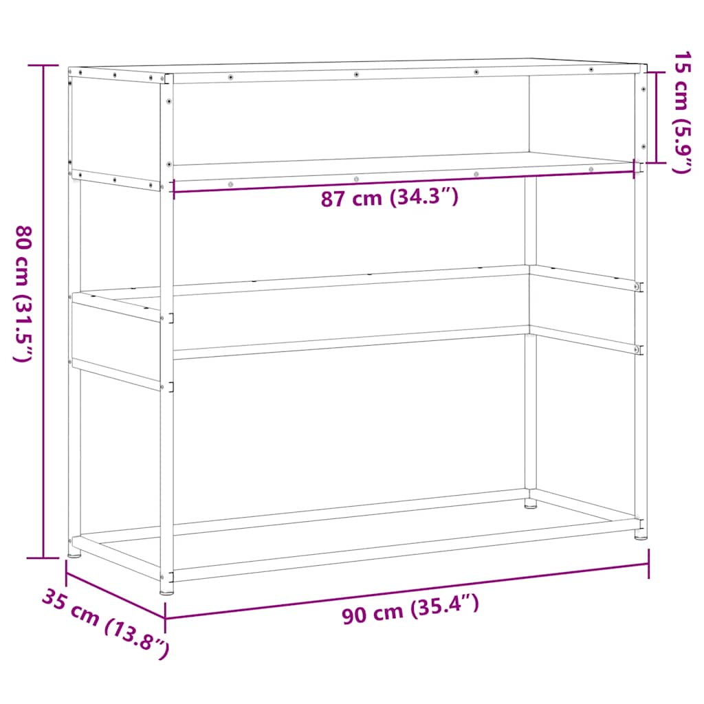 Avlastningsbord konsollbord Brun Eik 90x35x80 cm