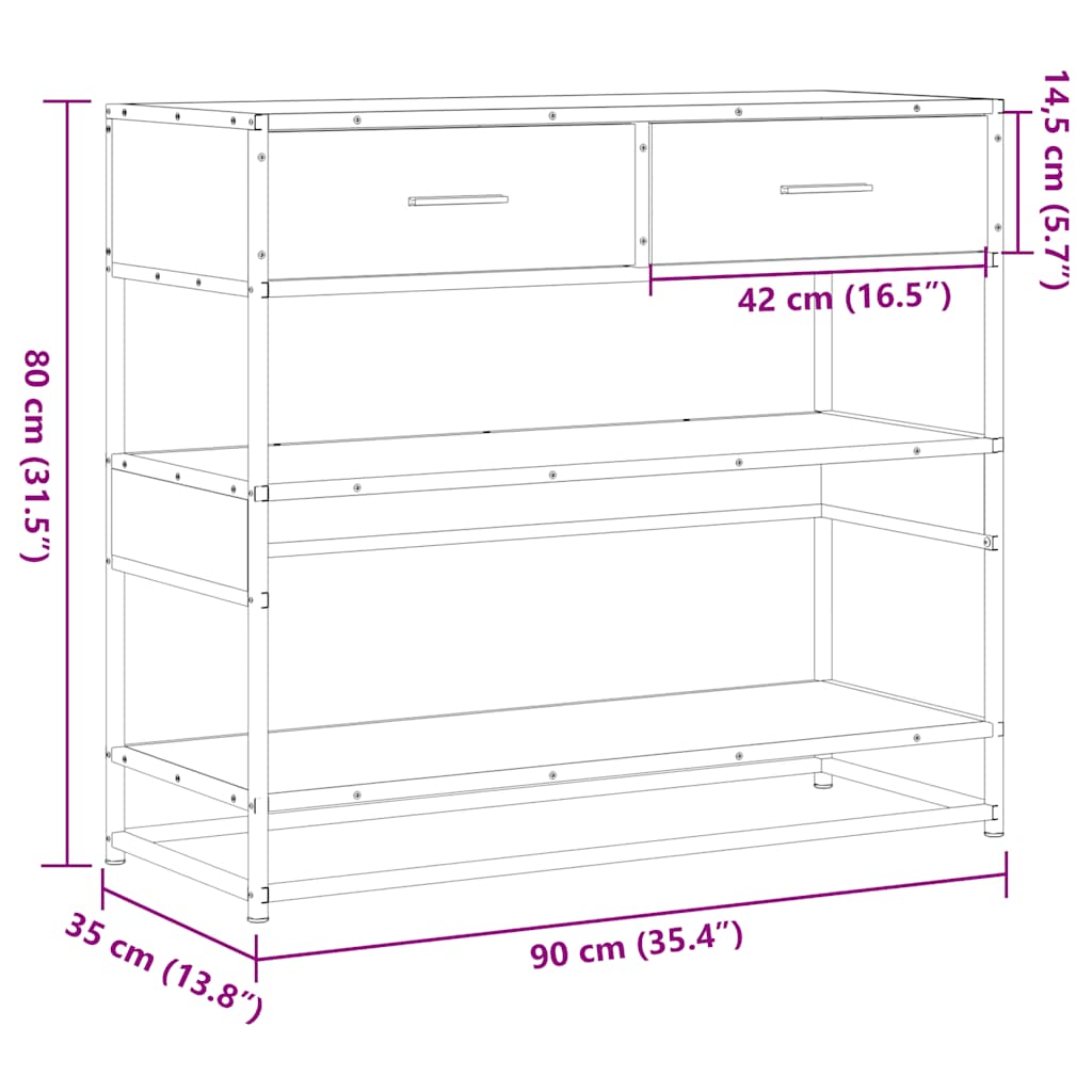 Avlastningsbord Konsollbord Sonoma Eik 90x35x80 cm