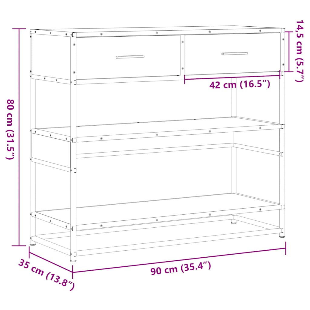 Avlastningsbord Konsollbord Sonoma Eik 90x35x80 cm