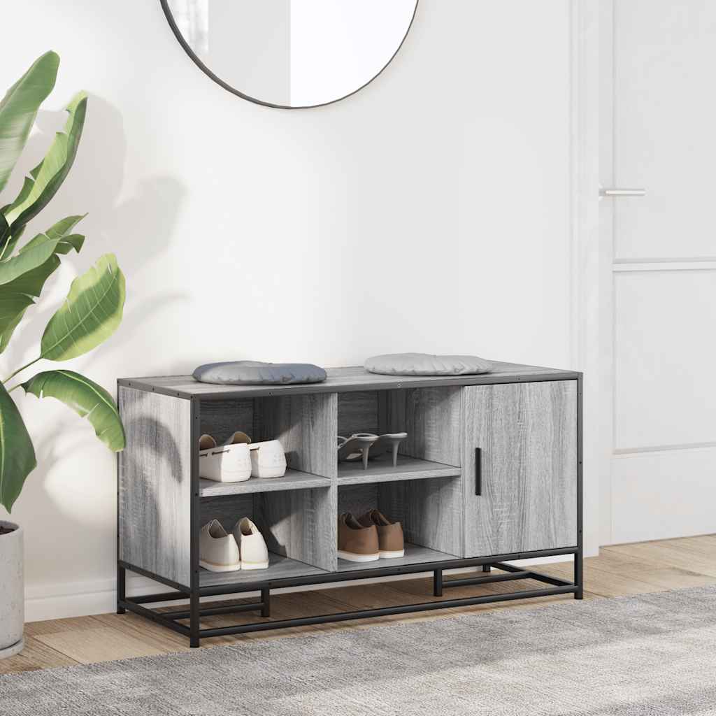 Skoskap Skohylle Skobenk Sonoma Grå 100x40x53,5 cm og metall
