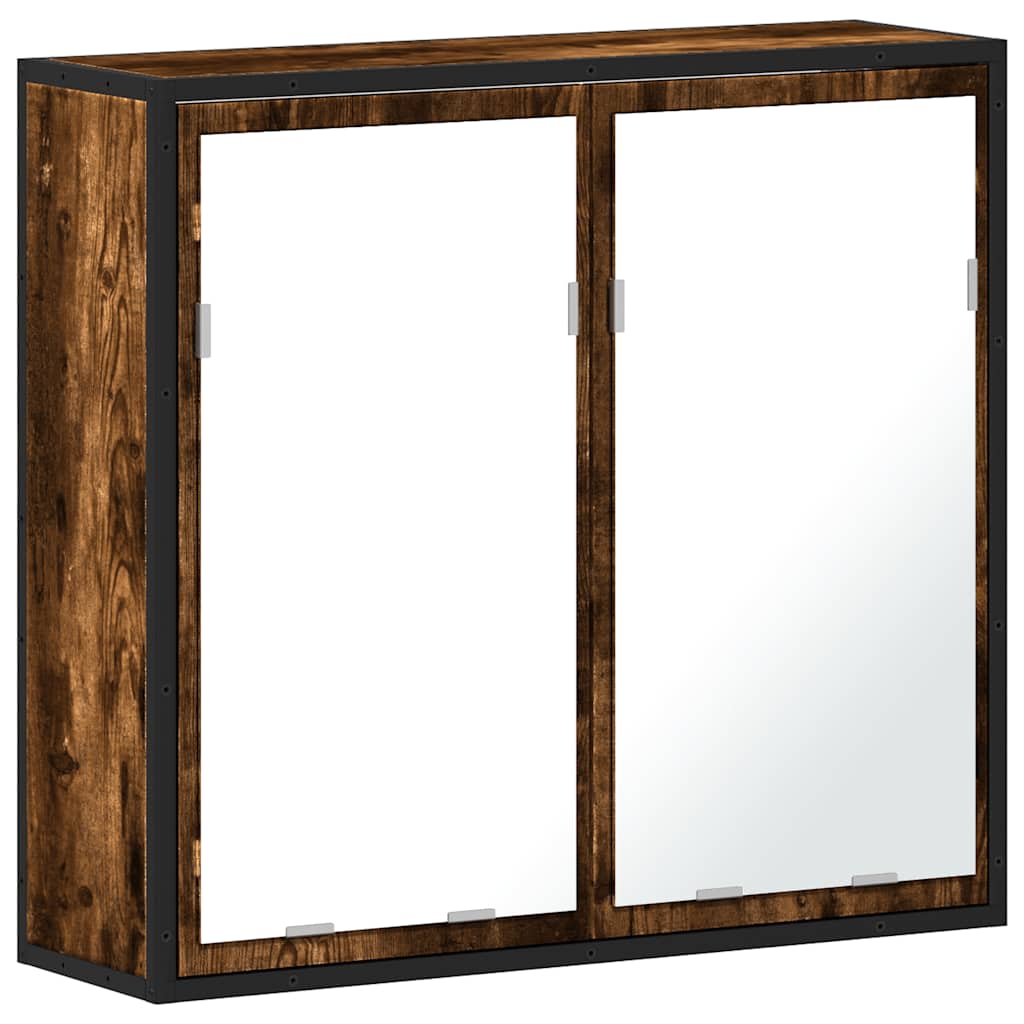 Baderomsskap med speil røkt eik 65x20x60 cm konstruert tre
