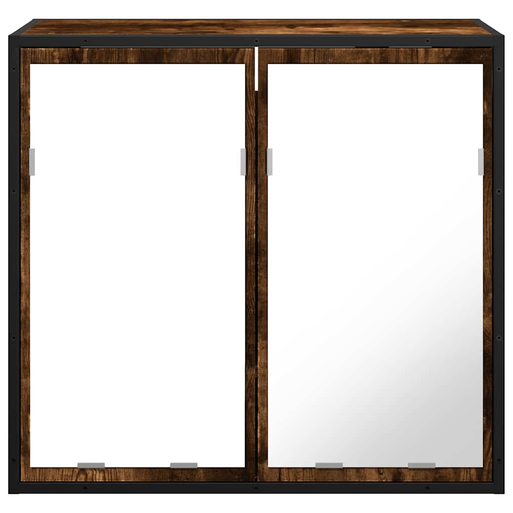 Baderomsskap med speil røkt eik 65x20x60 cm konstruert tre
