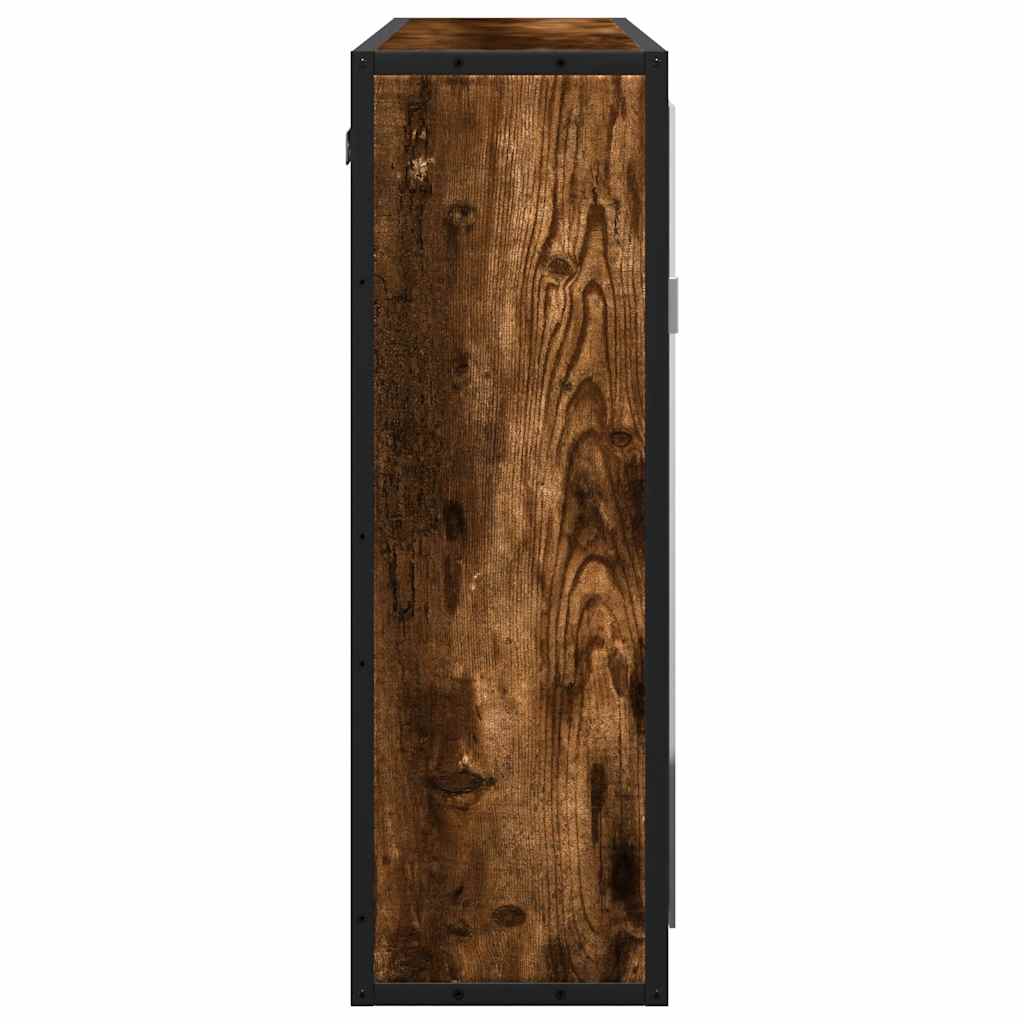 Baderomsskap med speil røkt eik 65x20x60 cm konstruert tre