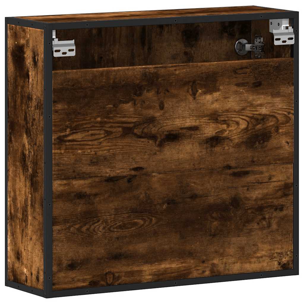 Baderomsskap med speil røkt eik 65x20x60 cm konstruert tre