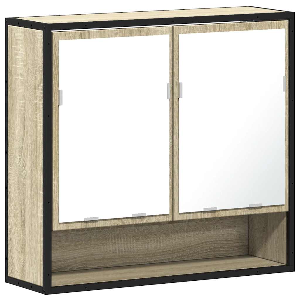 Baderomsskap med speil sonoma eik 65x20x60 cm konstruert tre
