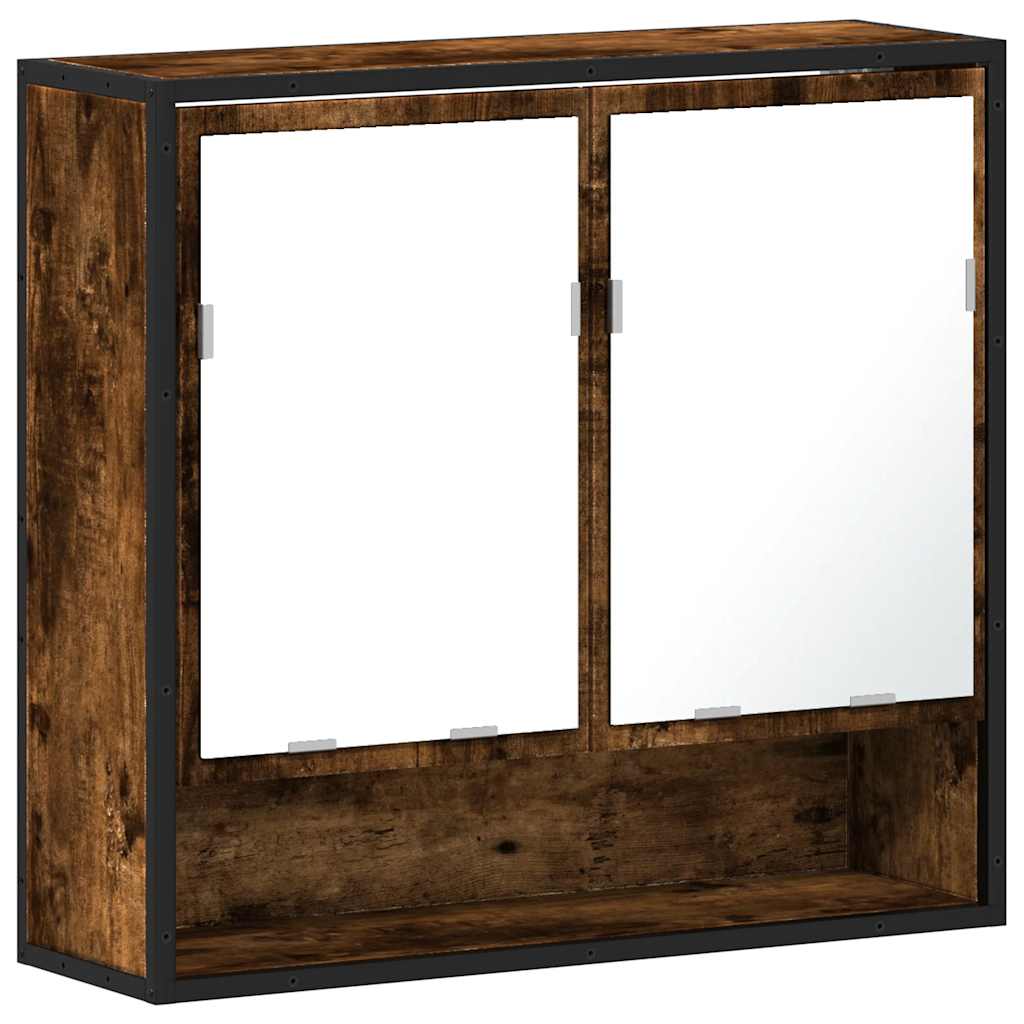 Baderomsskap med speil røkt eik 65x20x60 cm konstruert tre