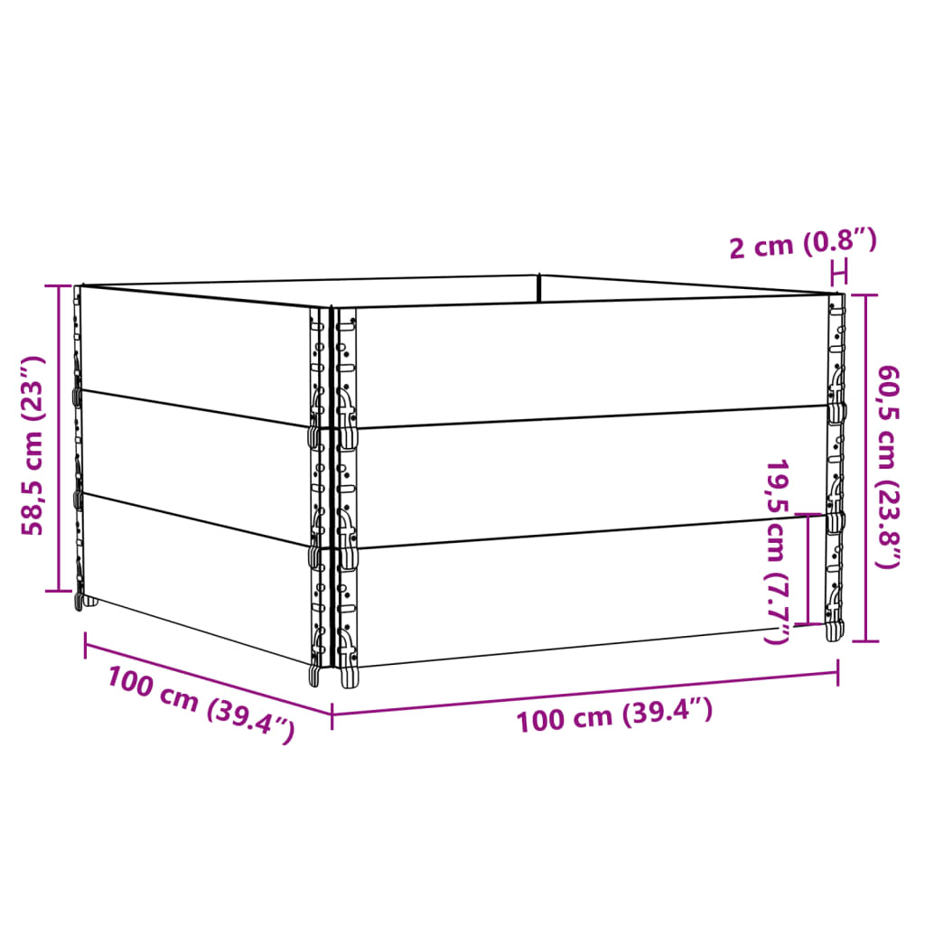 Plantekasse svart 100x100 cm heltre furu