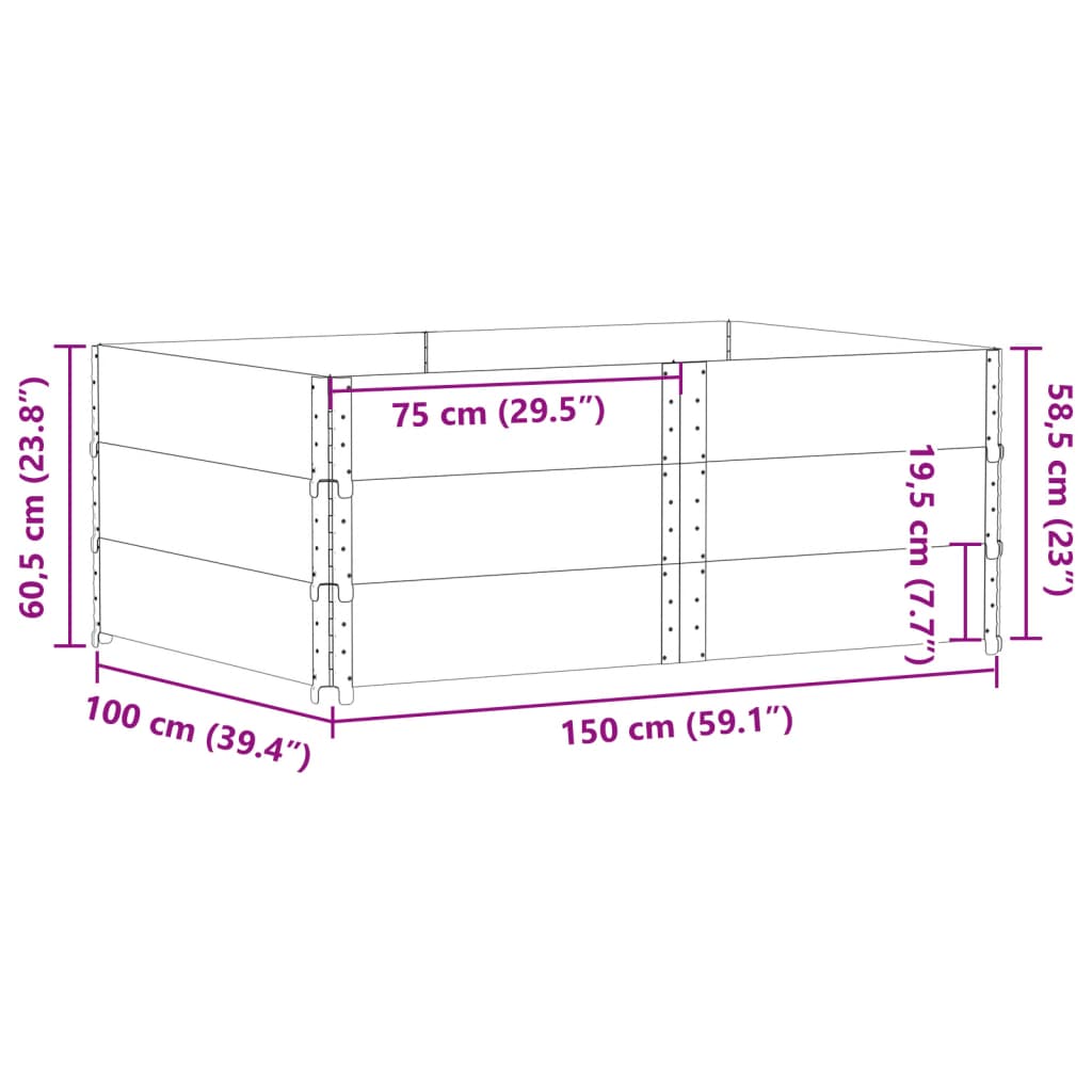 Plantekasse brun 150x100 cm heltre furu