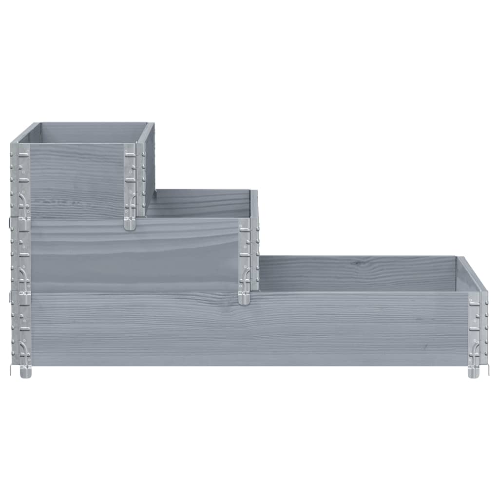 Utendørs Blomsterkasse Plantekasse Tre 3 trinn Grå 120x80 cm heltre furu