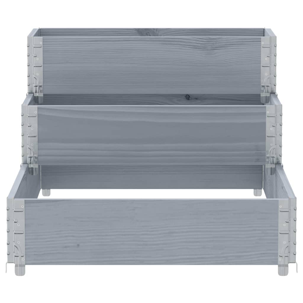 Utendørs Blomsterkasse Plantekasse Tre 3 trinn Grå 120x80 cm heltre furu