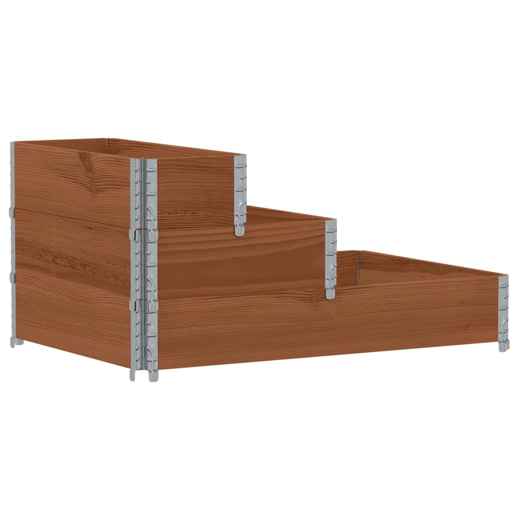 Utendørs Blomsterkasse Plantekasse Tre 3 trinn Brun 120x80 cm heltre furu