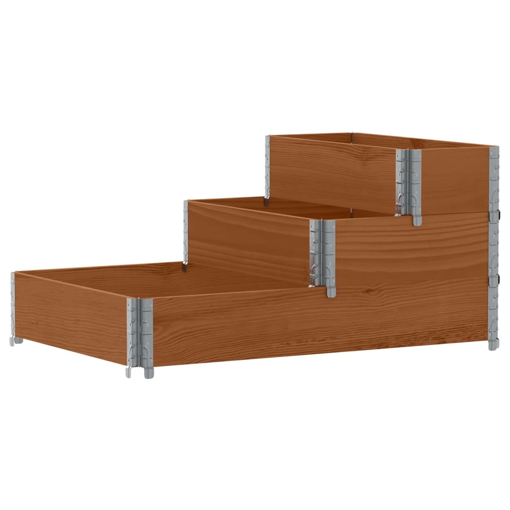 Utendørs Blomsterkasse Plantekasse Tre 3 trinn Brun 120x80 cm heltre furu
