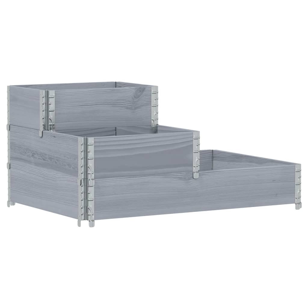 Utendørs Blomsterkasse Plantekasse Tre 3 trinn Grå 120x80 cm heltre furu