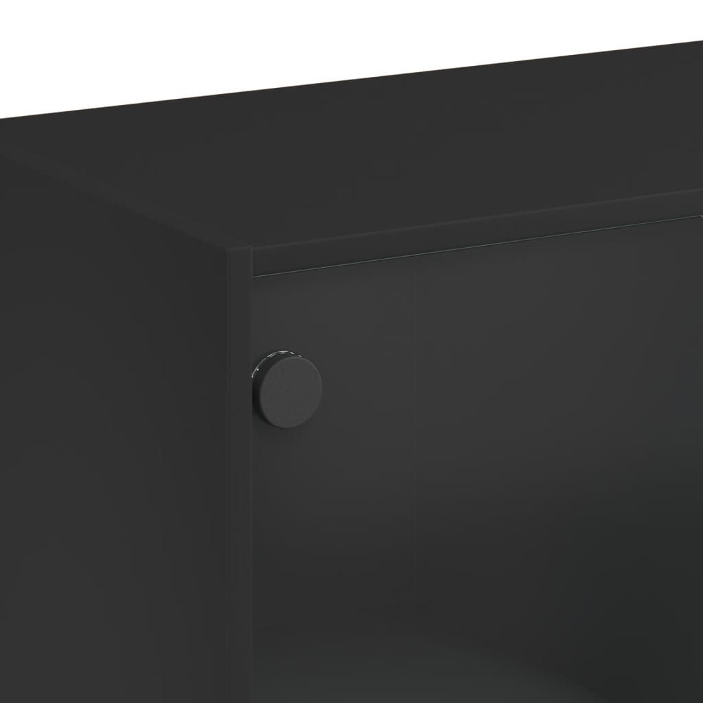 Skap Svart med dører 68x37x142 cm