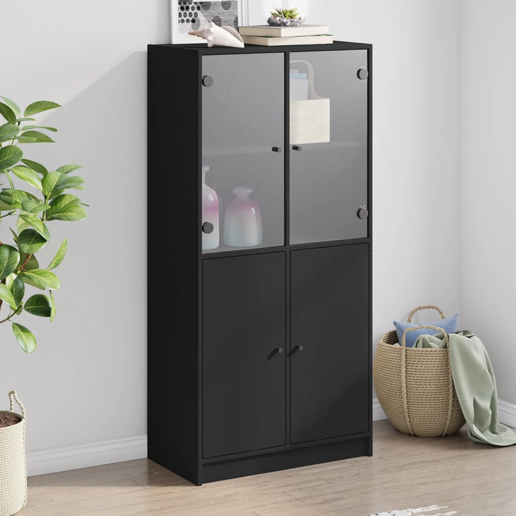 Skap Svart med dører 68x37x142 cm